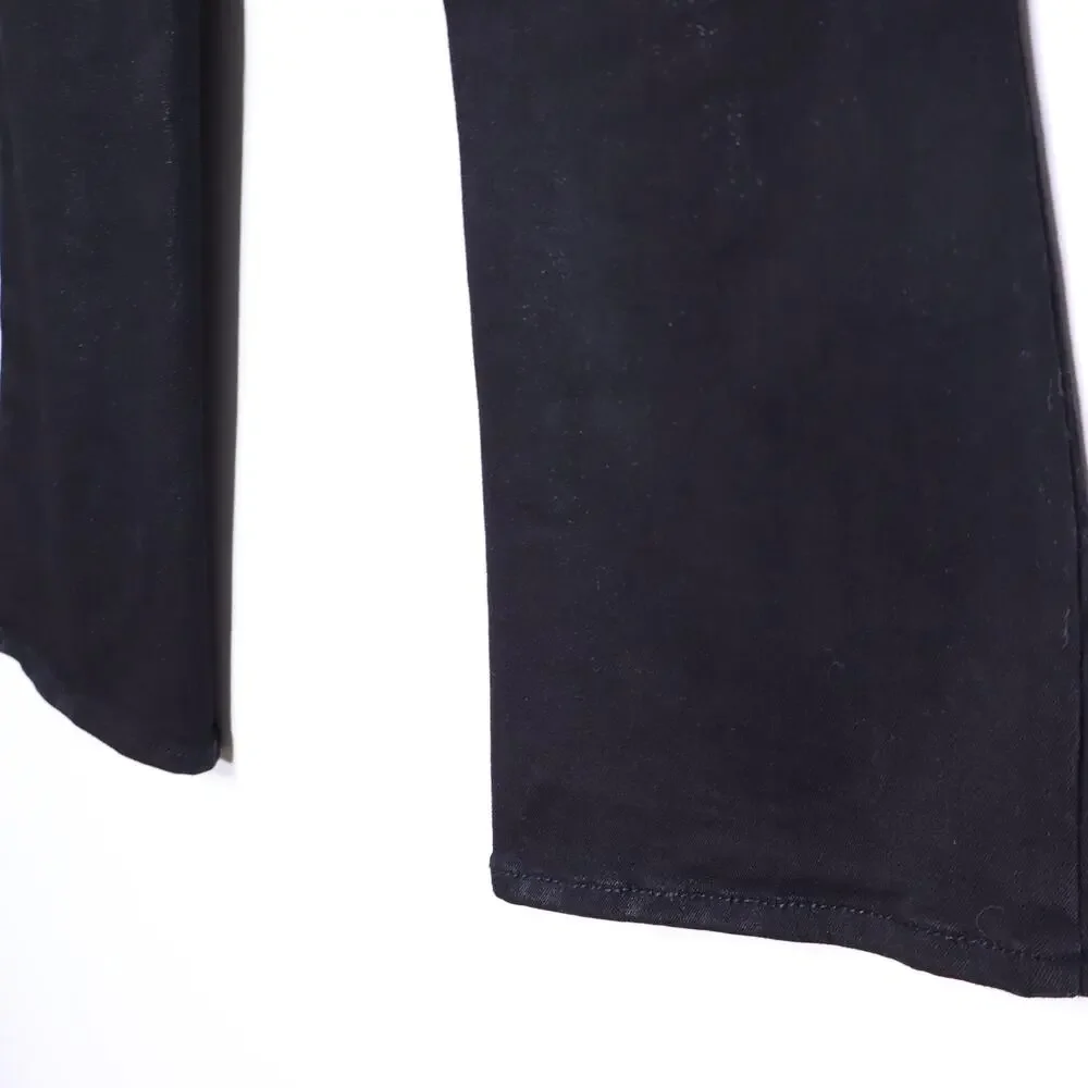 7 FOR ALL MANKIND Bootcut Coated Jean Black Stretch Sparkle 5-Pocket Women's 28 - Picture 6 of 10